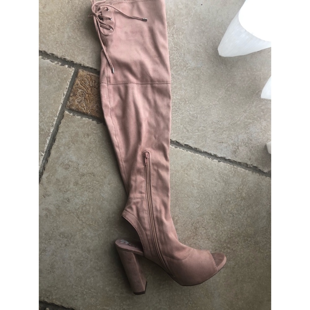 OVER THE KNEE BLUSH SUEDE BOOTS